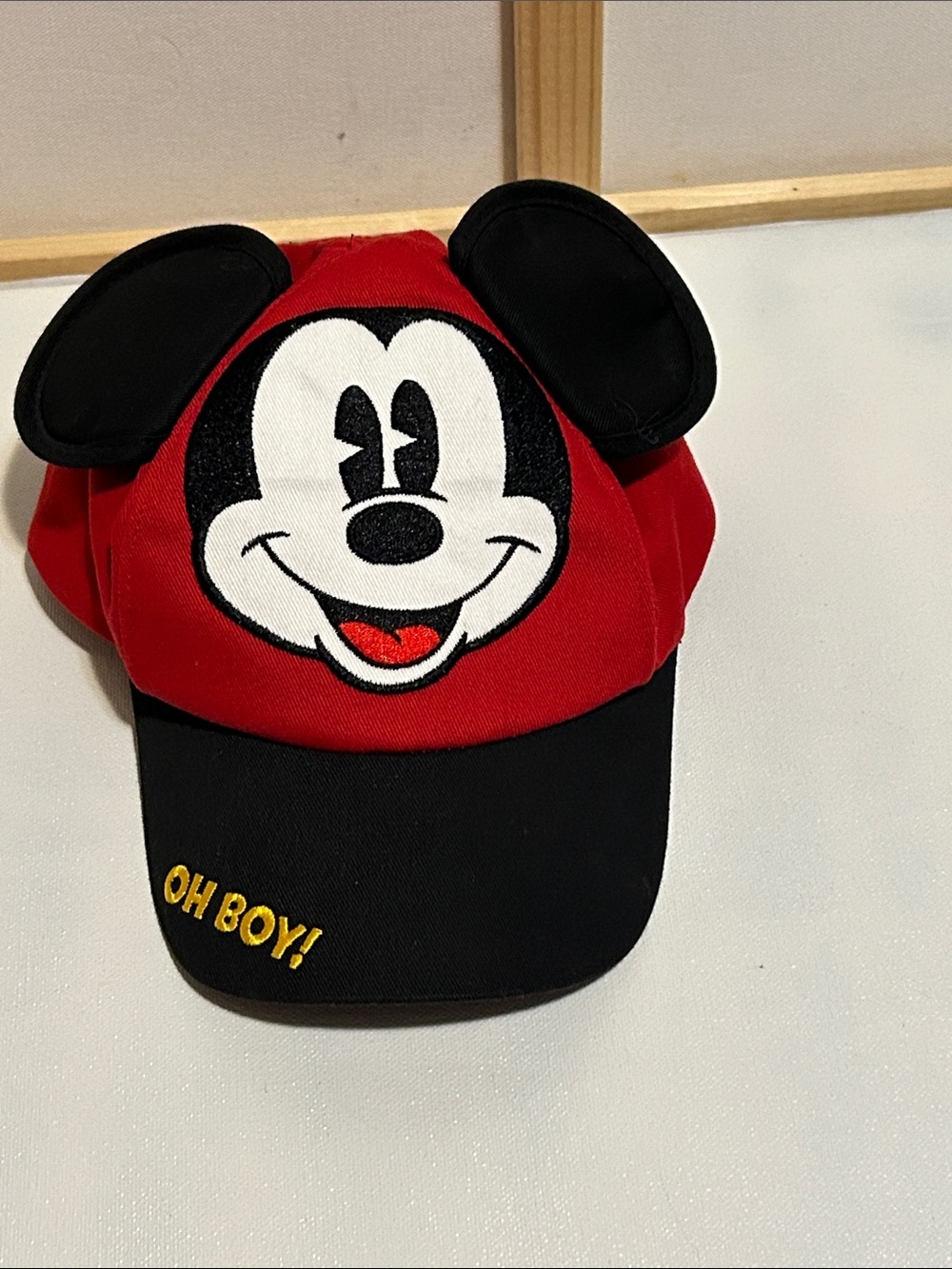 Disney Red and Black Mickey Mouse Cap with Ear Accents